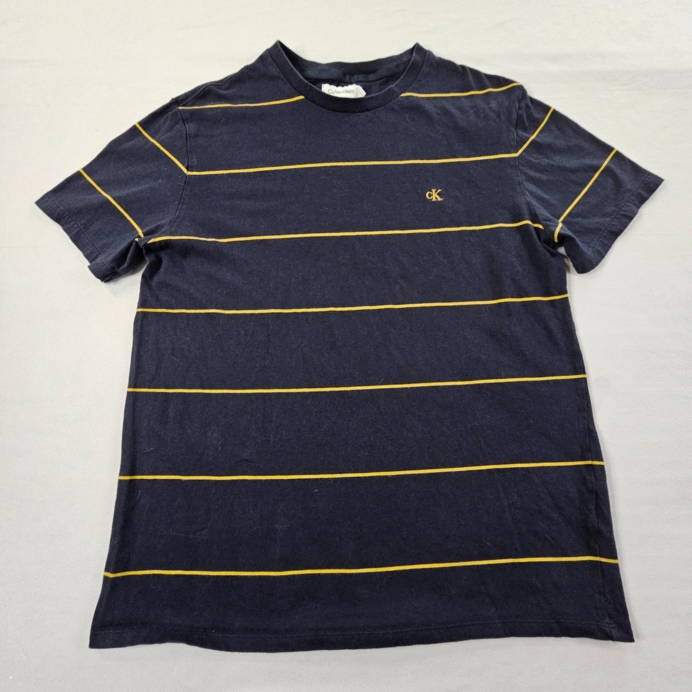 Calvin Klein Smooth Cotton Blue Striped Short Sleeve T-Shirt Men's M